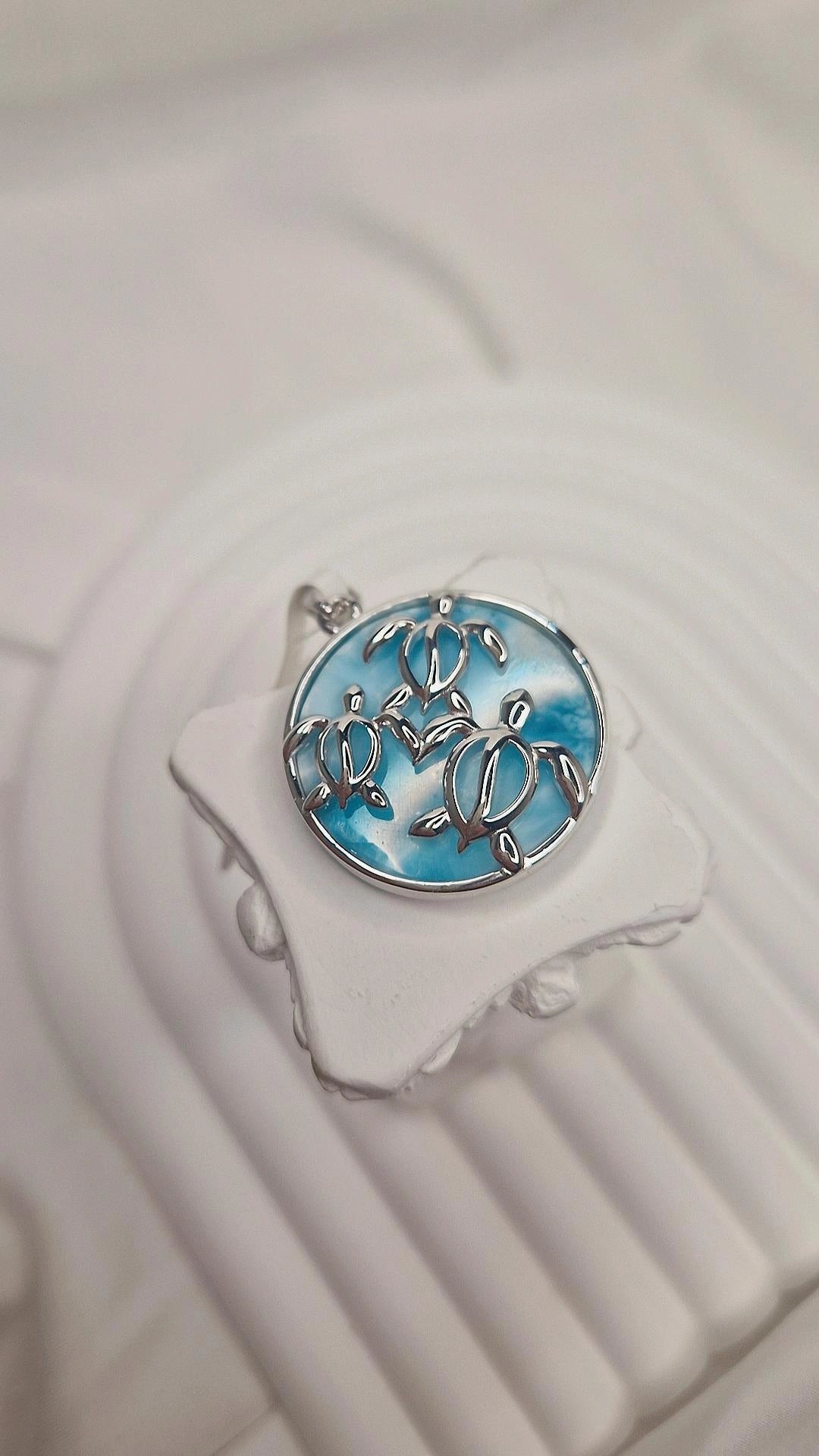 Larimar Schildkröte Anhänger