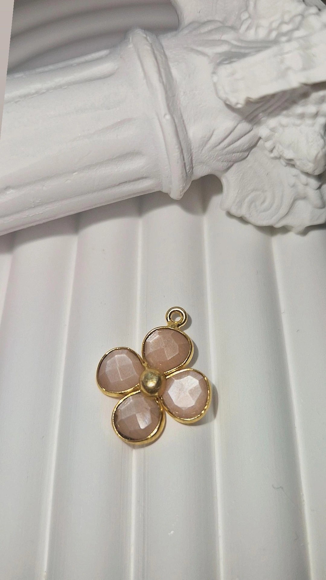 Anhänger Gold peach Mondstein (Blume)