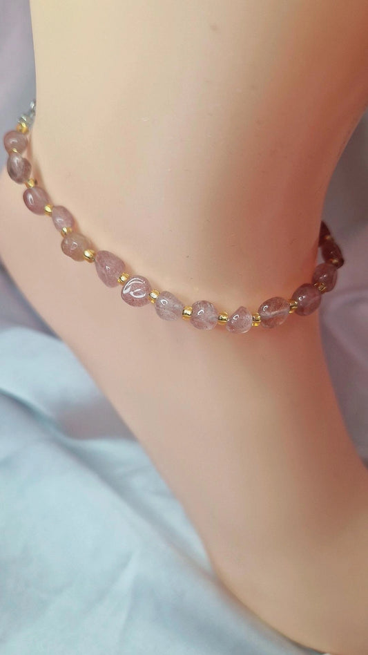 Fußkettchen Erdbeerquarz