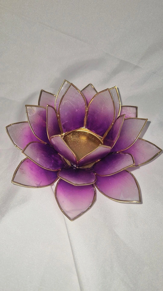 Teelicht Lotus Lilla Ombre Gold
