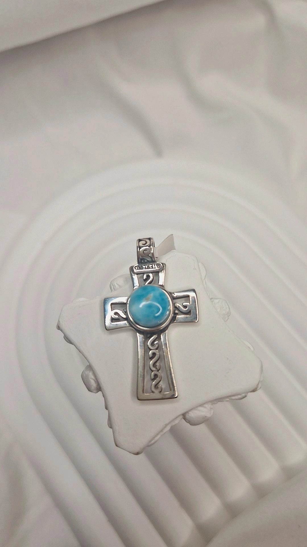 Larimar Kreuz Anhänger