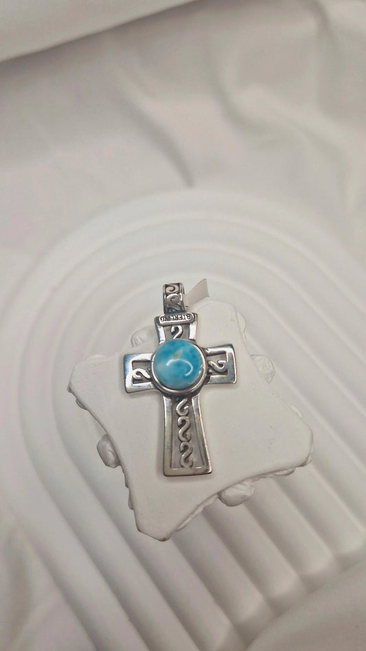 Larimar Kreuz Anhänger
