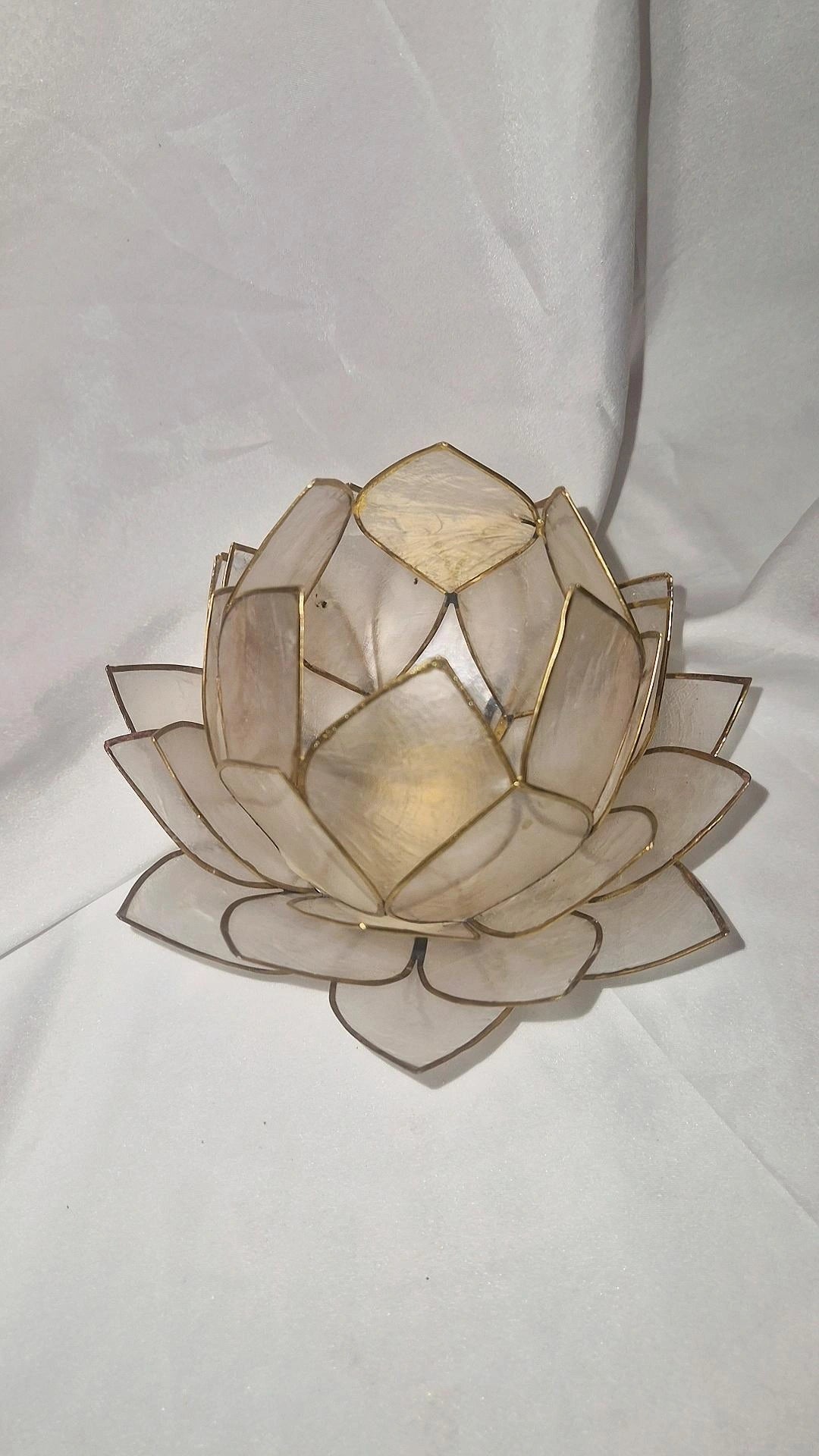Teelicht Lotus Weiß Gold