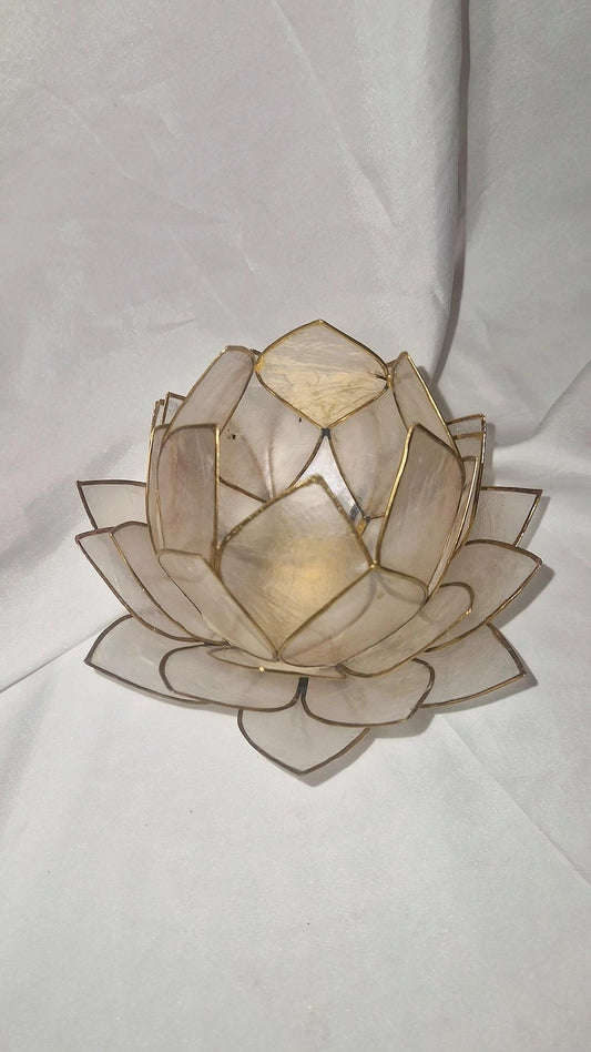 Teelicht Lotus Weiß Gold