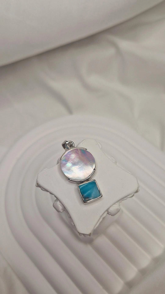 Larimar/Muschel Anhänger