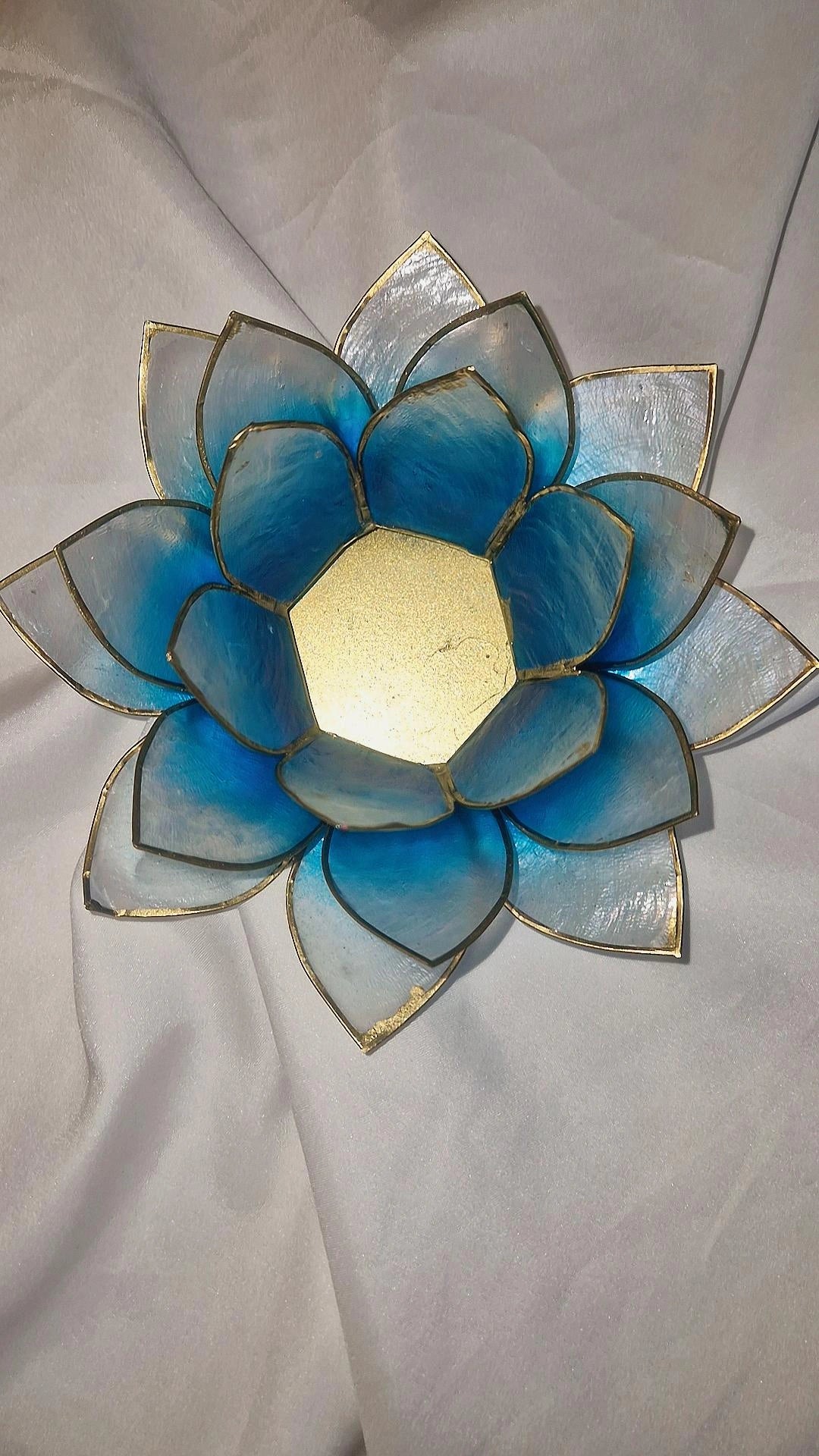 Teelicht Lotus Blau Ombre Gold