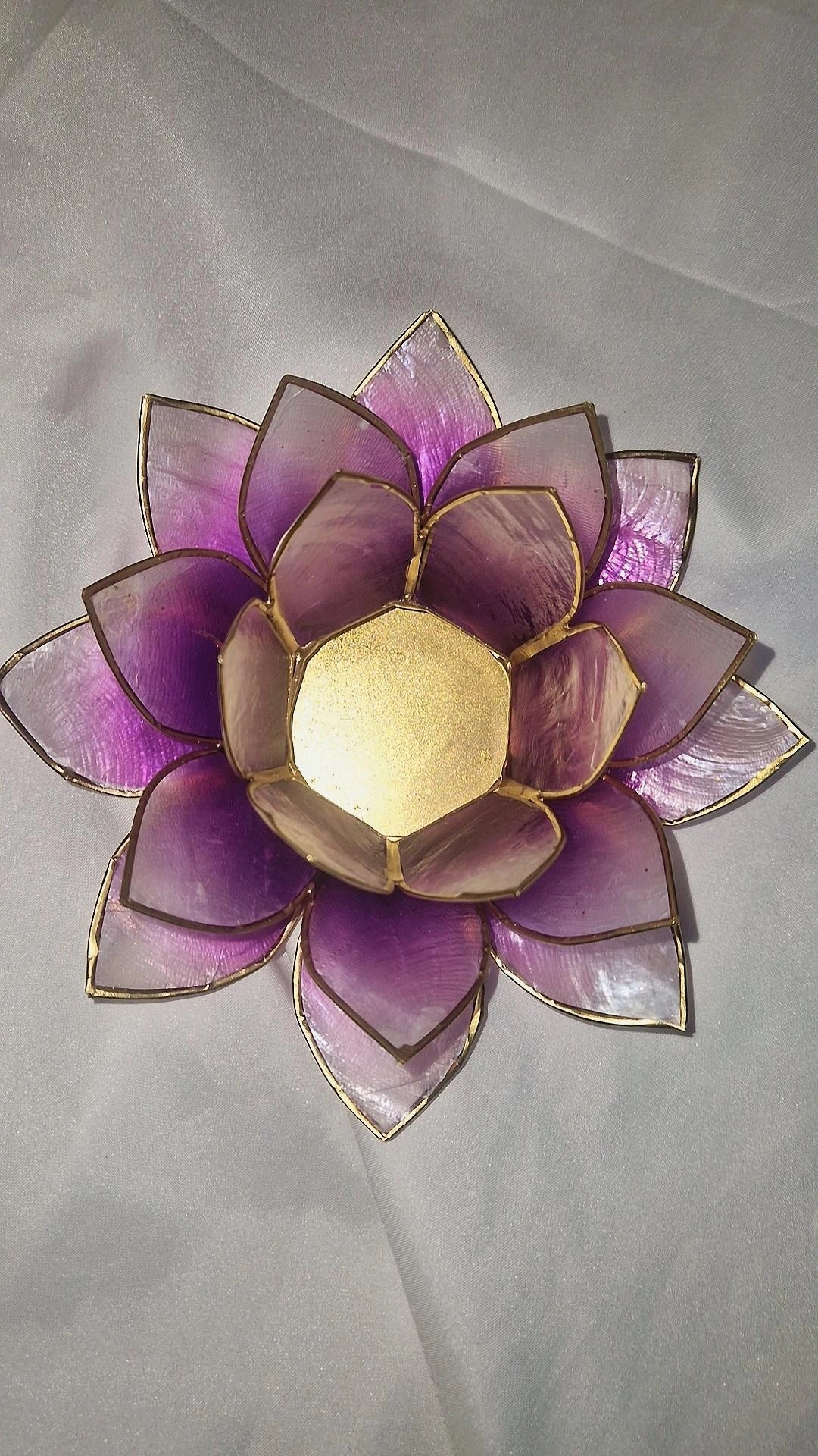 Teelicht Lotus Lilla Ombre Gold