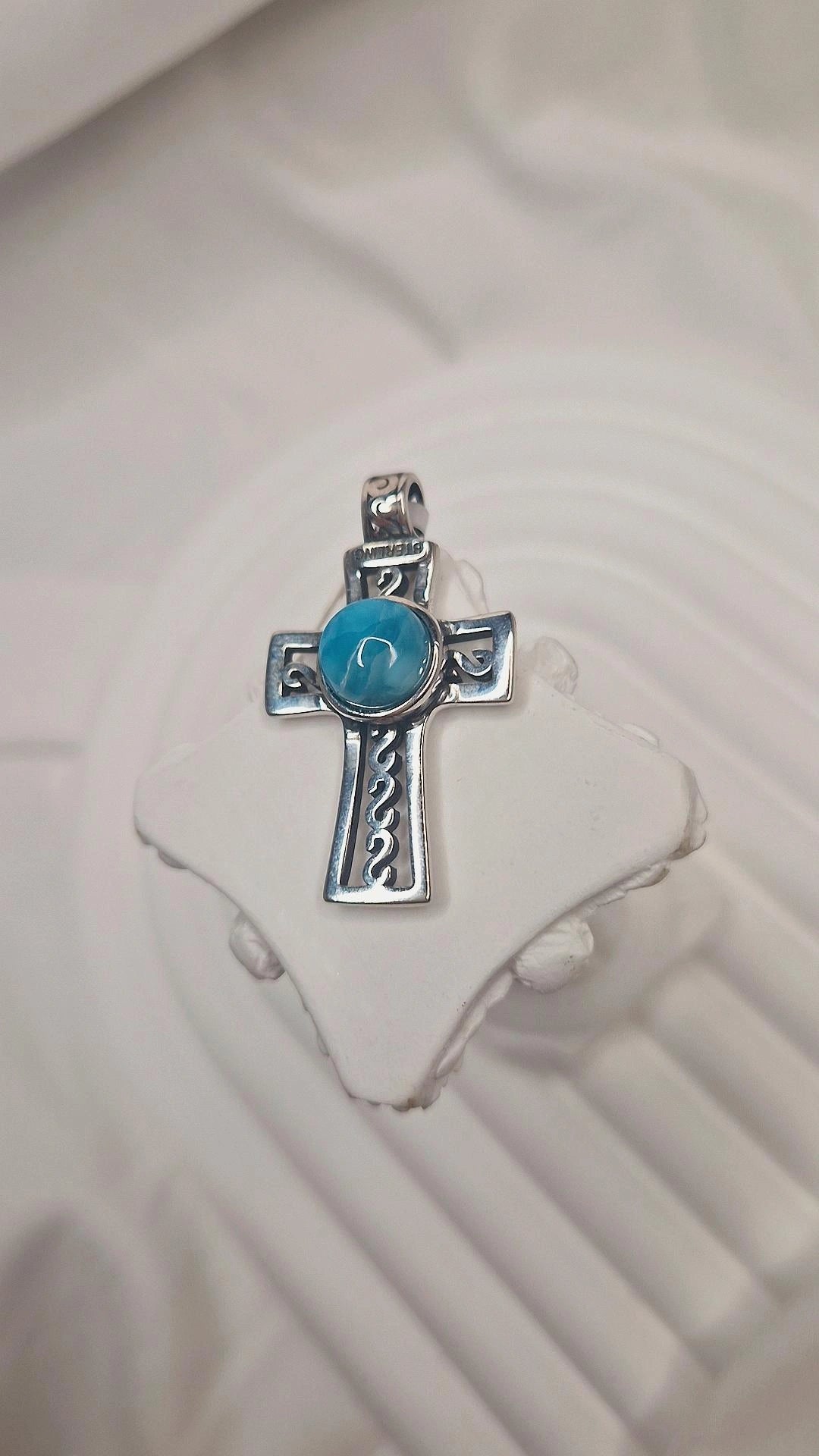 Larimar Kreuz Anhänger