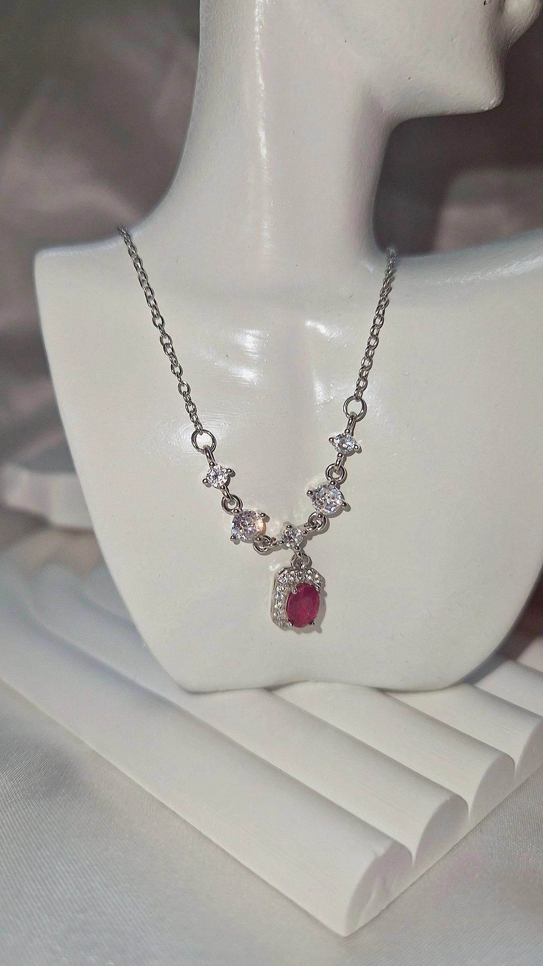 Ruby/Bergkristall Kette