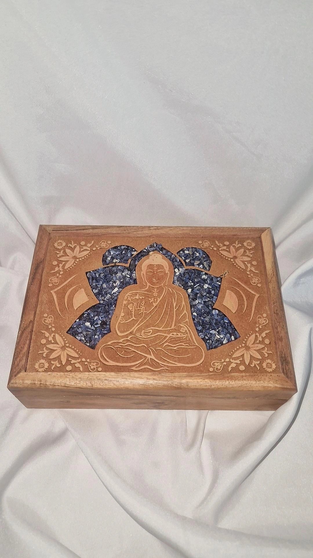 Buddha Lapislazuli Holz Box