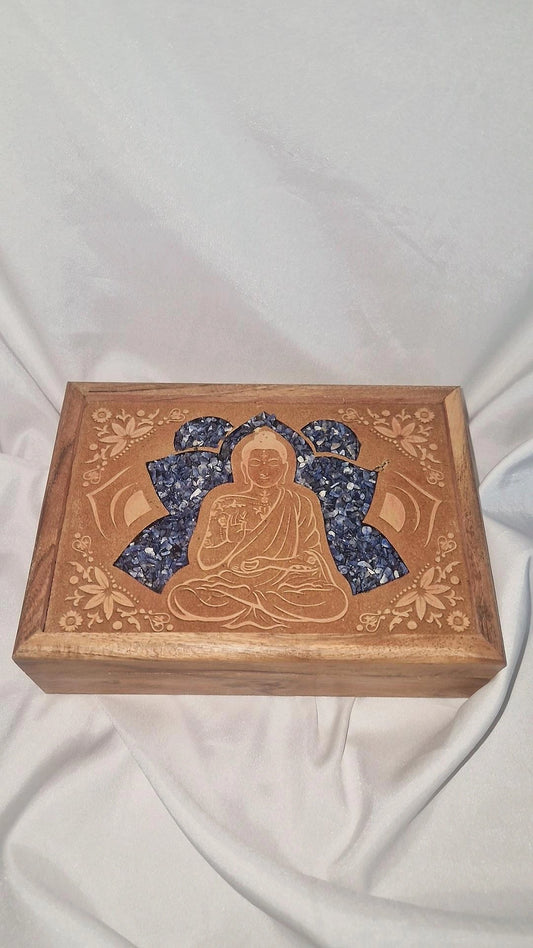 Buddha Lapislazuli Holz Box