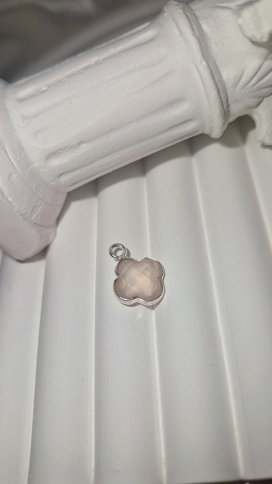 Anhänger Silber Rosenquarz (Kleeblatt)