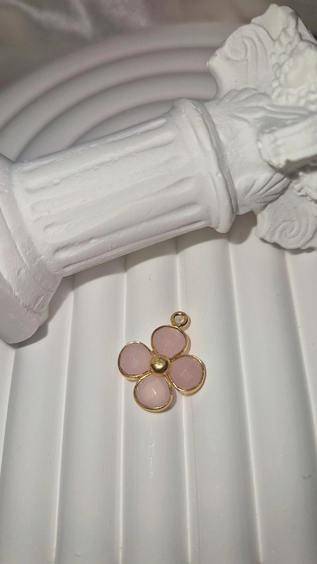 Anhänger Gold Rosenquarz (Blume)