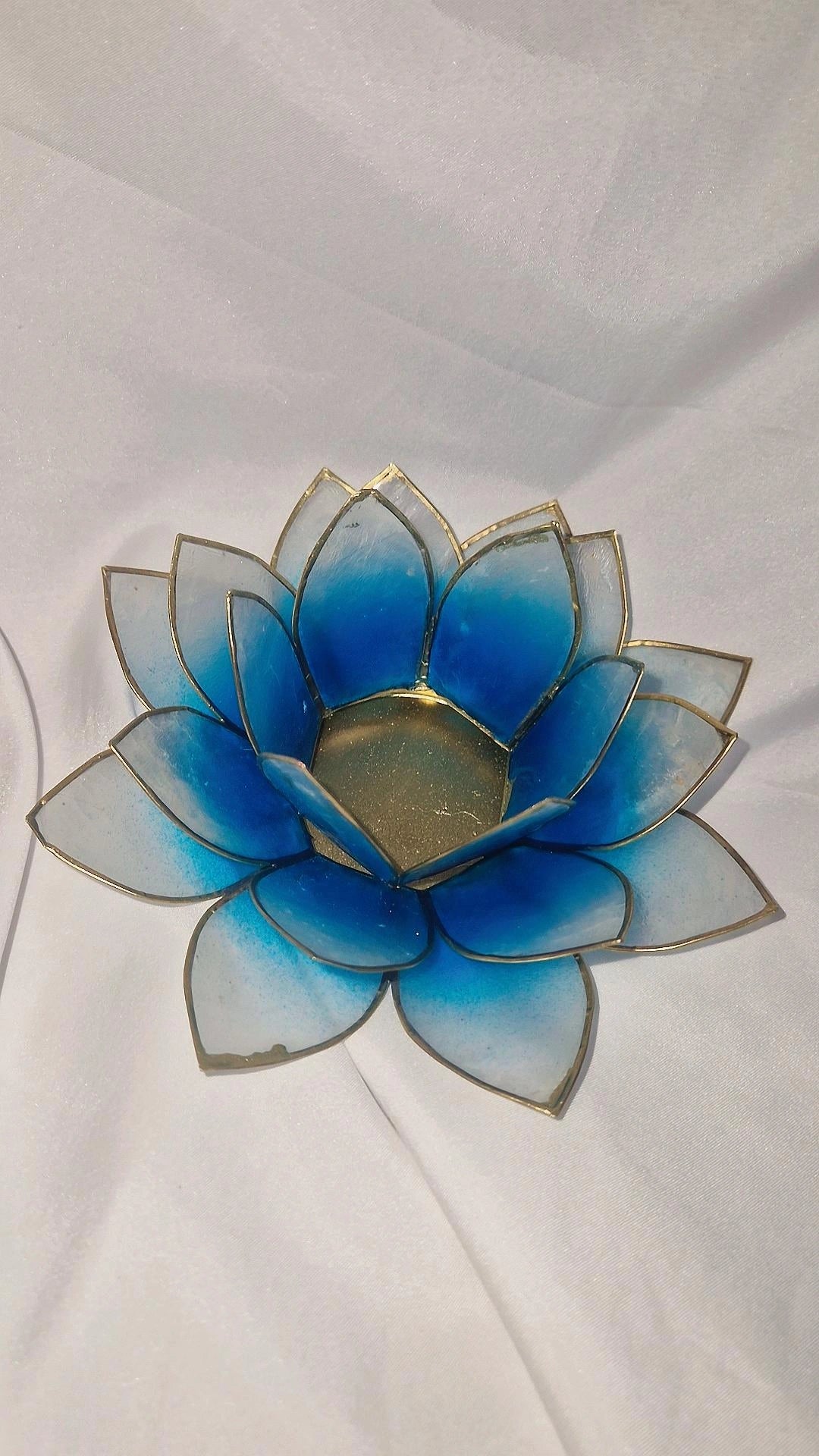 Teelicht Lotus Blau Ombre Gold