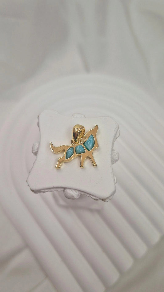 Larimar Wolf Anhänger
