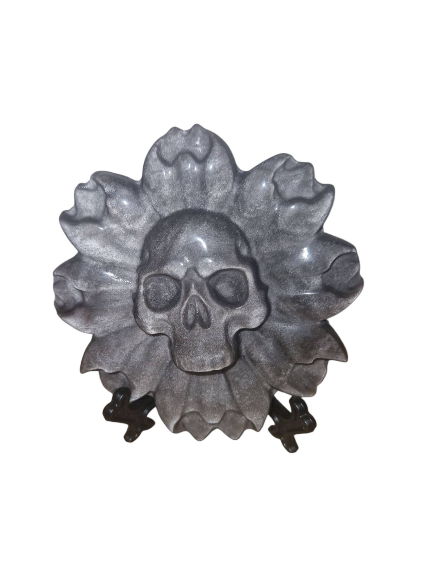 Silber Obsidian Totenkopfblume