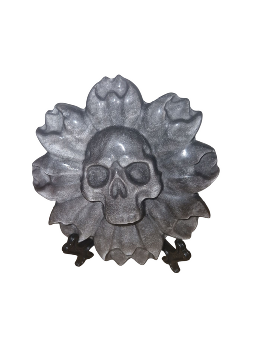 Silber Obsidian Totenkopfblume